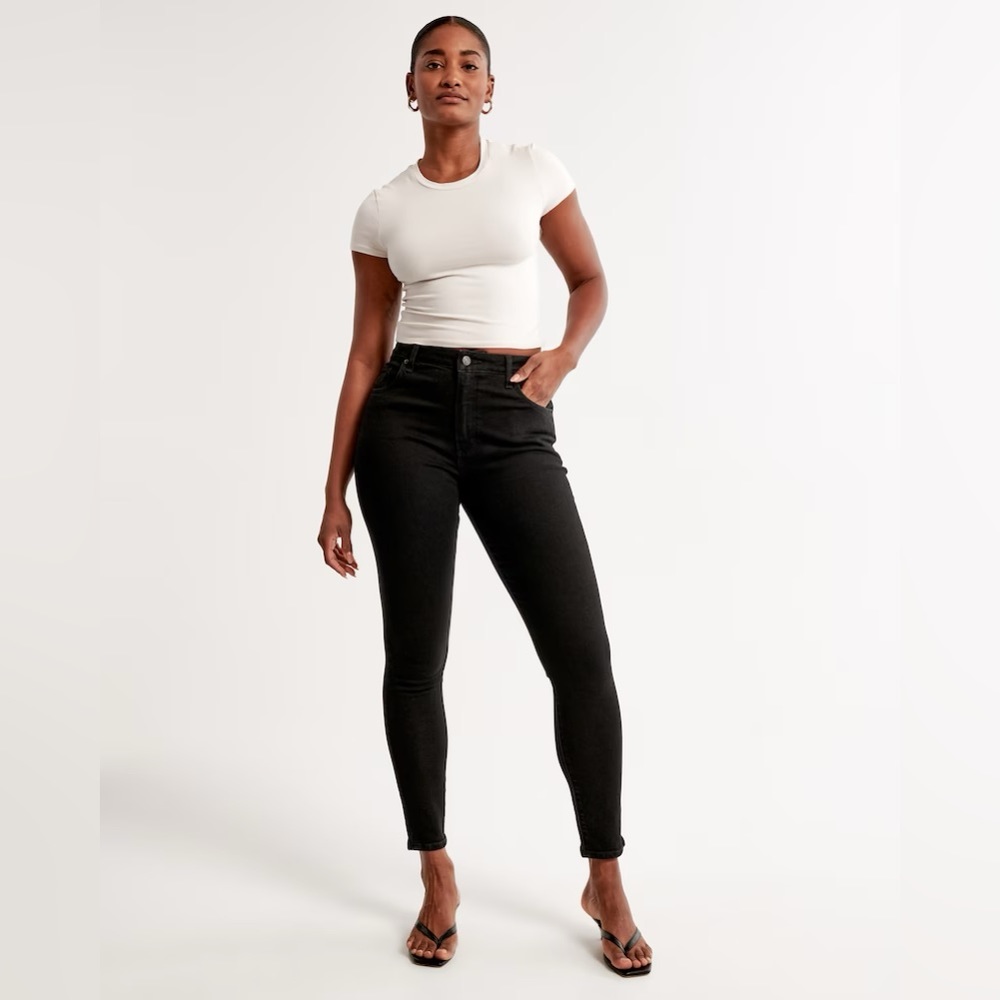 Abercrombie Curve Love Super Skinny High Rise Black Jean size 33
